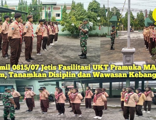 Koramil 0815/07 Jetis Fasilitasi UKT Pramuka MA Darul Ulum, Tanamkan Disiplin dan Wawasan Kebangsaan
